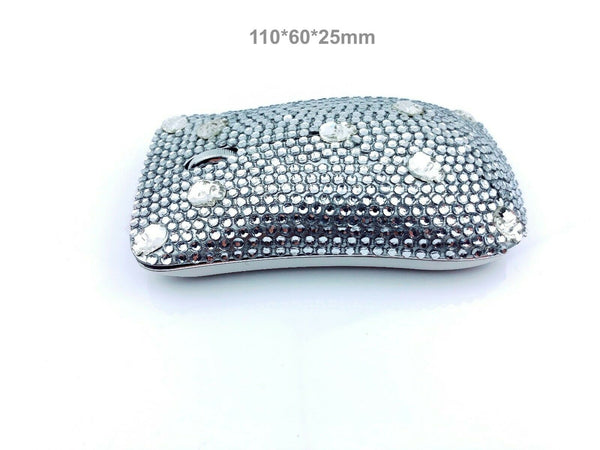 blingustyle Crystal 2.4G+Bluetooth Rechargeable Wireless Optical PC Mouse Silver