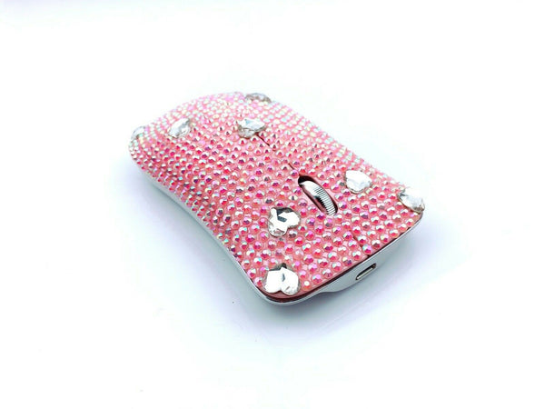 blingustyle Crystal 2.4G+Bluetooth Rechargeable Wireless Optical PC Mouse Pink