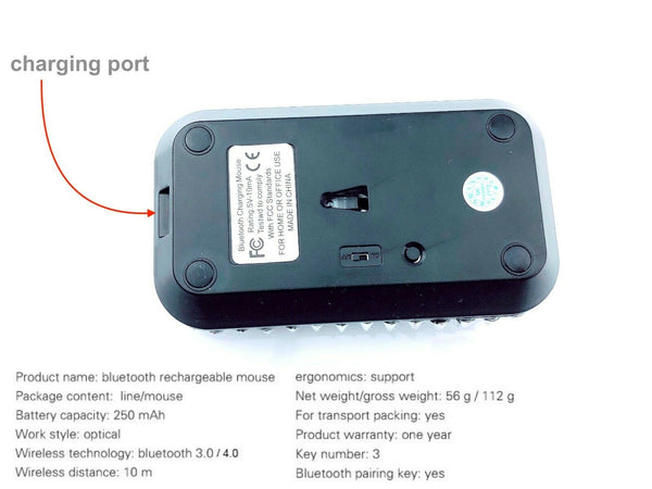 blingustyle Spike Design Rechargeable Bluetooth Wireless Cordless PC Mouse