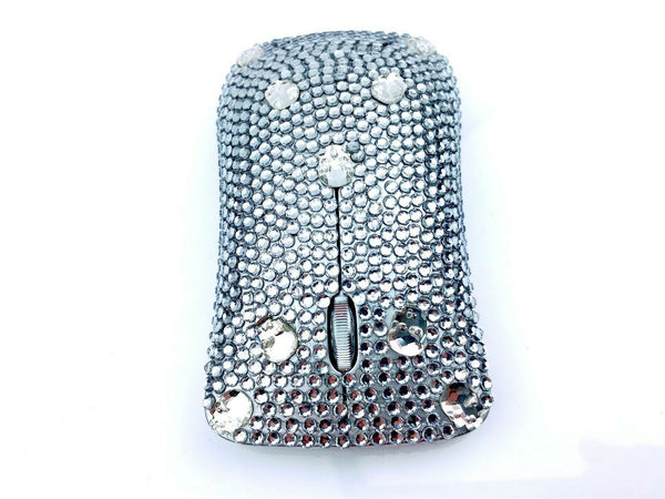blingustyle Crystal 2.4G+Bluetooth Rechargeable Wireless Optical PC Mouse Silver