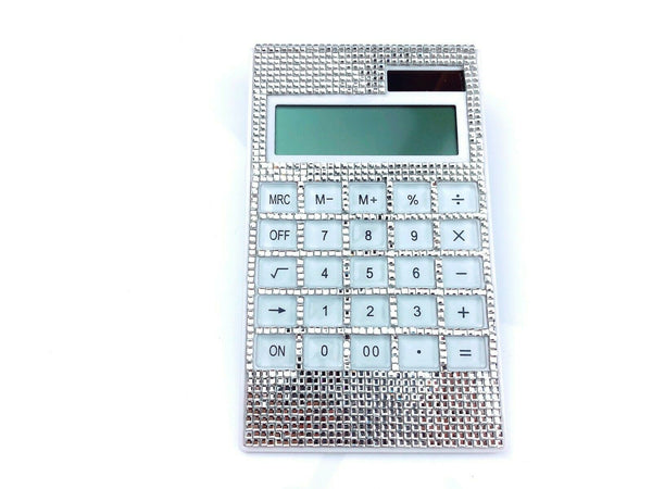 Blingustyle Square Crystal Design 12 Digit Dual Power Calculator SS