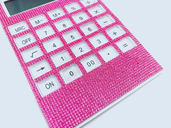 Blingustyle Pink Crystal Design 12 Digits Dual Power Calculator P