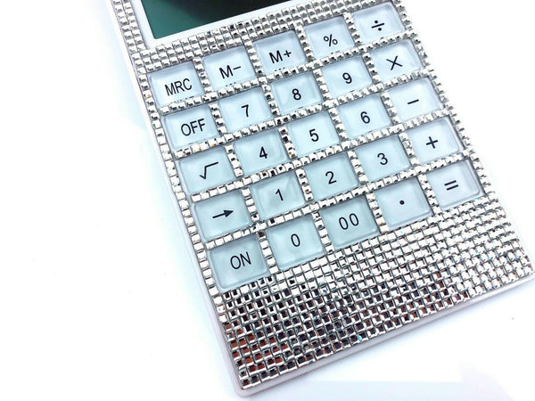 Blingustyle Square Crystal Design 12 Digit Dual Power Calculator SS