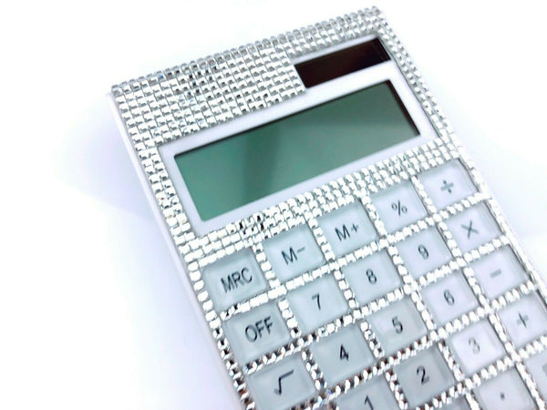 Blingustyle Square Crystal Design 12 Digit Dual Power Calculator SS