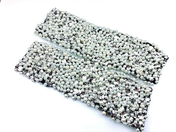 Lady Women Crystal Pearl Fingerless Embellished knitted Fingerless Fashion Glove