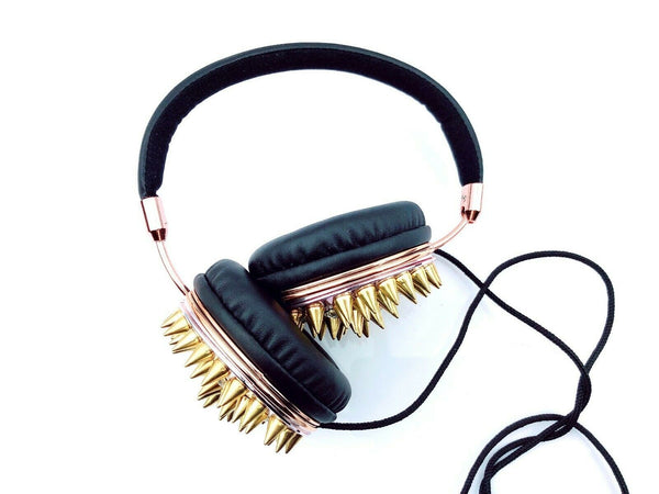 Blingustyle Spikes ELEMENTS Skull Crystals Slim and Fold headphone Gold