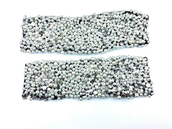 Lady Women Crystal Pearl Fingerless Embellished knitted Fingerless Fashion Glove