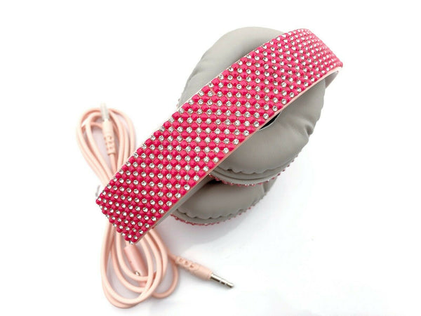 Blingustyle Pink Sparkle Crystal Alphabet  J Design High- quality headphone
