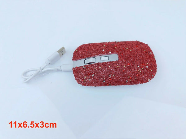 blingustyle Rechargeable Crystal 2.4G Wireless Optical Cordless PC Mouse Red