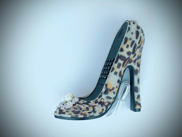 BlingUstyle Leopard High-Heel Design Crystal real telephone for home/office