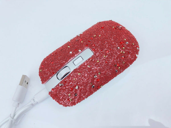 blingustyle Rechargeable Crystal 2.4G Wireless Optical Cordless PC Mouse Red