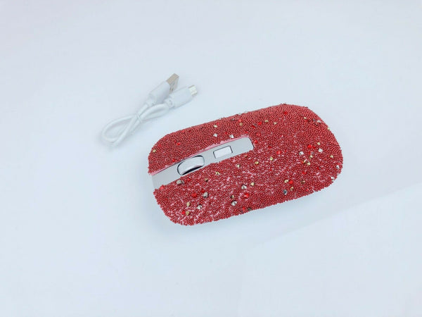 blingustyle Rechargeable Crystal 2.4G Wireless Optical Cordless PC Mouse Red
