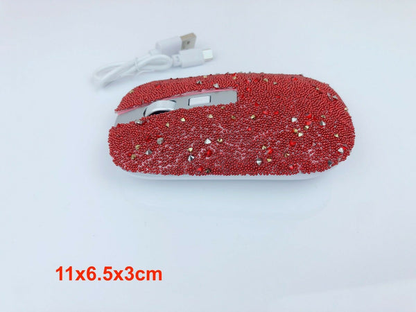 blingustyle Rechargeable Crystal 2.4G Wireless Optical Cordless PC Mouse Red
