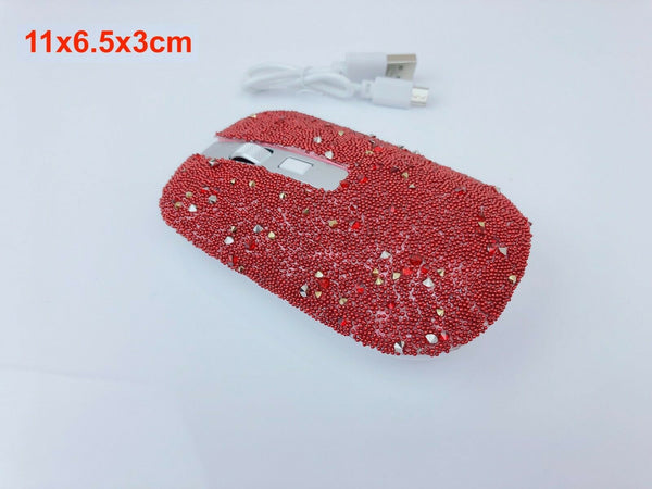 blingustyle Rechargeable Crystal 2.4G Wireless Optical Cordless PC Mouse Red