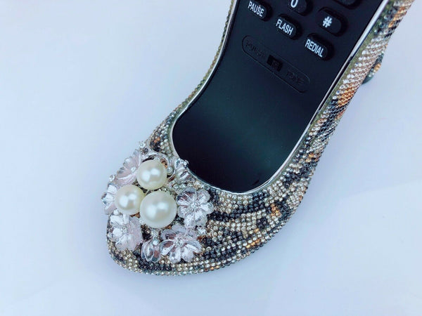 BlingUstyle Leopard High-Heel Design Crystal real telephone for home/office