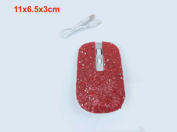 blingustyle Rechargeable Crystal 2.4G Wireless Optical Cordless PC Mouse Red