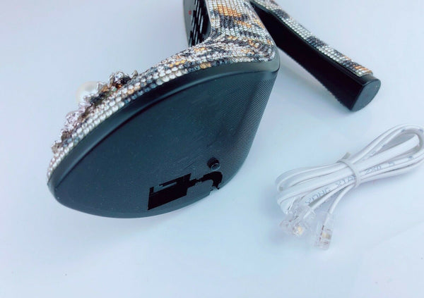 BlingUstyle Leopard High-Heel Design Crystal real telephone for home/office