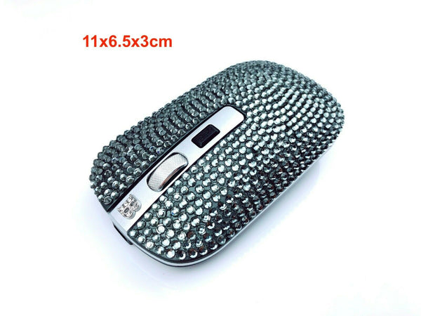 blingustyle Rechargeable Crystal 2.4G Wireless Optical Cordless PC Mouse Grey