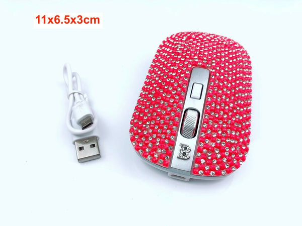 blingustyle Rechargeable Crystal 2.4G Wireless Optical Cordless PC Mouse Pink/S