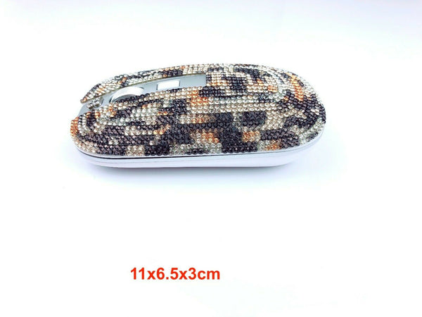 blingustyle Rechargeable Crystal 2.4G Wireless Optical PC Mouse Leopard