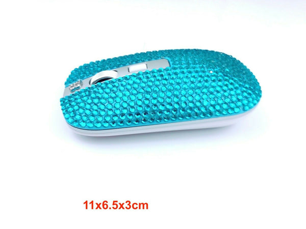 blingustyle Rechargeable Crystal 2.4G Wireless Optical PC Mouse Turquoise