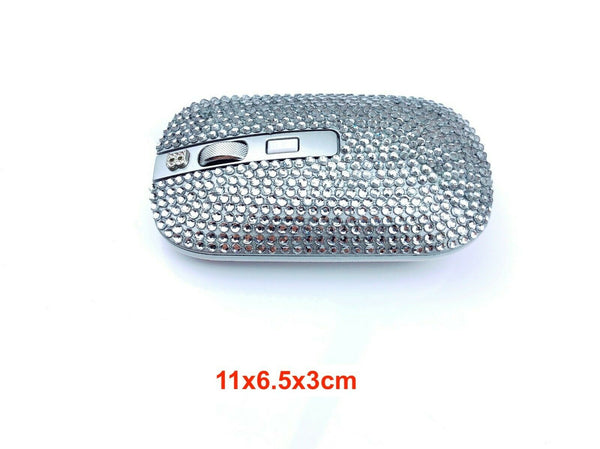 blingustyle Rechargeable Crystal 2.4G Wireless Optical Cordless PC Mouse Silver