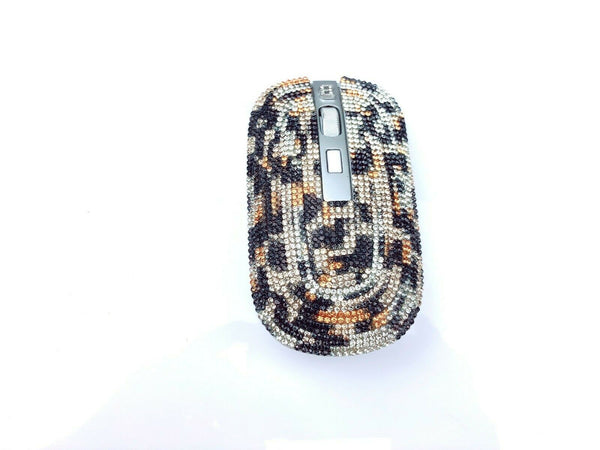 blingustyle Rechargeable Crystal 2.4G Wireless Optical PC Mouse Leopard