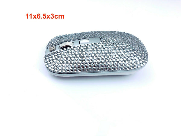 blingustyle Rechargeable Crystal 2.4G Wireless Optical Cordless PC Mouse Silver