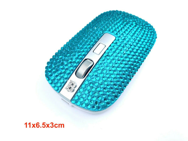 blingustyle Rechargeable Crystal 2.4G Wireless Optical PC Mouse Turquoise