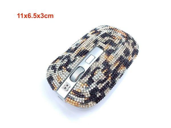 blingustyle Rechargeable Crystal 2.4G Wireless Optical PC Mouse Leopard