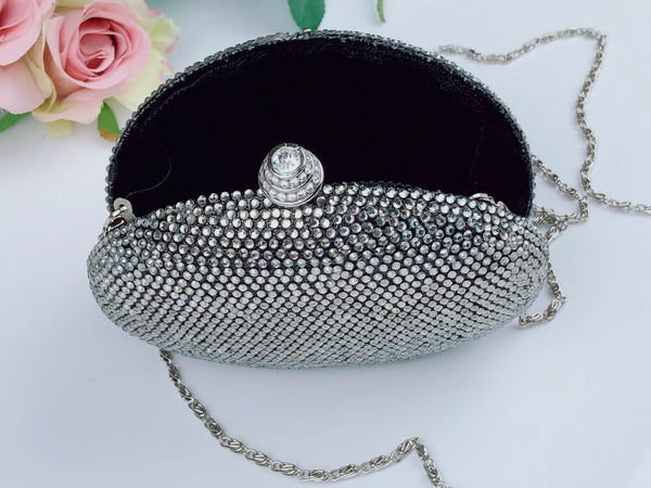 Blingustyle New Design Sparkling Crystals Evening Party Clutch Bag in grey