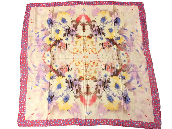 Blingustyle FASHION FLORAL SQUARE 100% Real Mulberry SILK SCARF with Gift box
