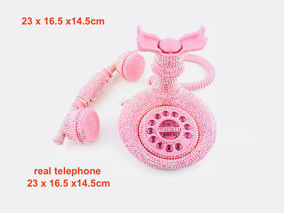 BlingUstyle New AB-Pink design retro crystal real phone for home/office gift