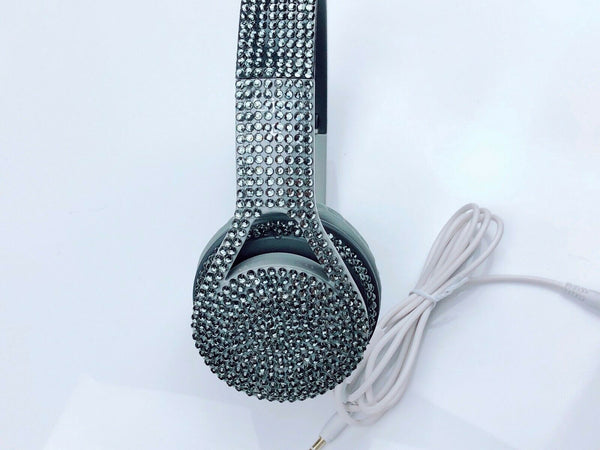 New blingustyle Iridescent Grey crystal fashion style headphone with MIC