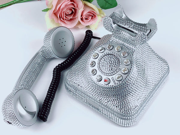 BlingUstyle New generation Unique U.K. sign Retro Silver Crystal Real Telephone