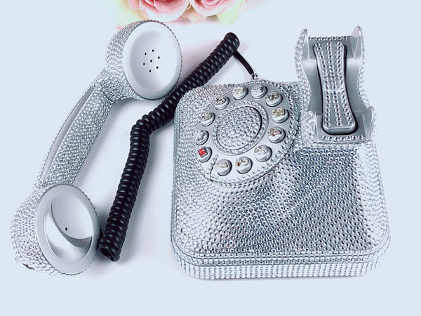 BlingUstyle New generation Unique U.K. sign Retro Silver Crystal Real Telephone