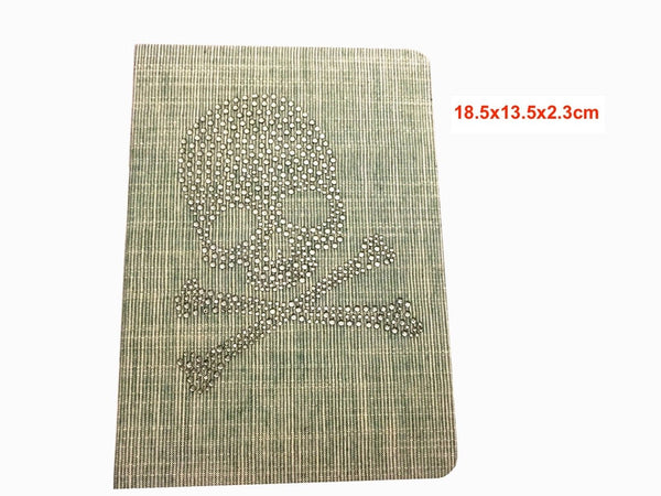 blingustyle Swarovski ELEMENTS Crystal Skull design Fabric cover diary notebook