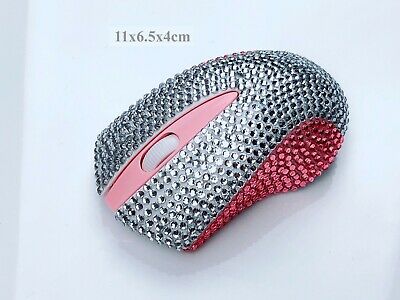 blingustyle Crystal Wireless Optical Mouse 2.4GHz PC Mouse Silver/Pink