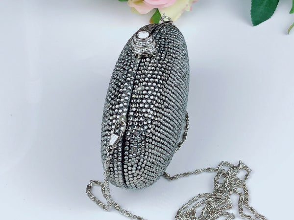 Blingustyle New Design Sparkling Crystals Evening Party Clutch Bag in grey