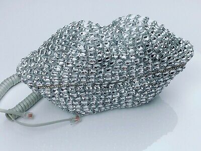 Blingustyle new Design Big silver crystal lips style real telephone home&office