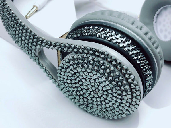 New blingustyle Iridescent Grey crystal fashion style headphone with MIC