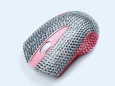 blingustyle Crystal Wireless Optical Mouse 2.4GHz PC Mouse Silver/Pink