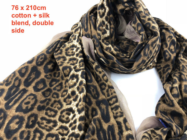 Ladies Women Fashion Beautiful skull/leopard Long size cotton silk Scarf Shawl